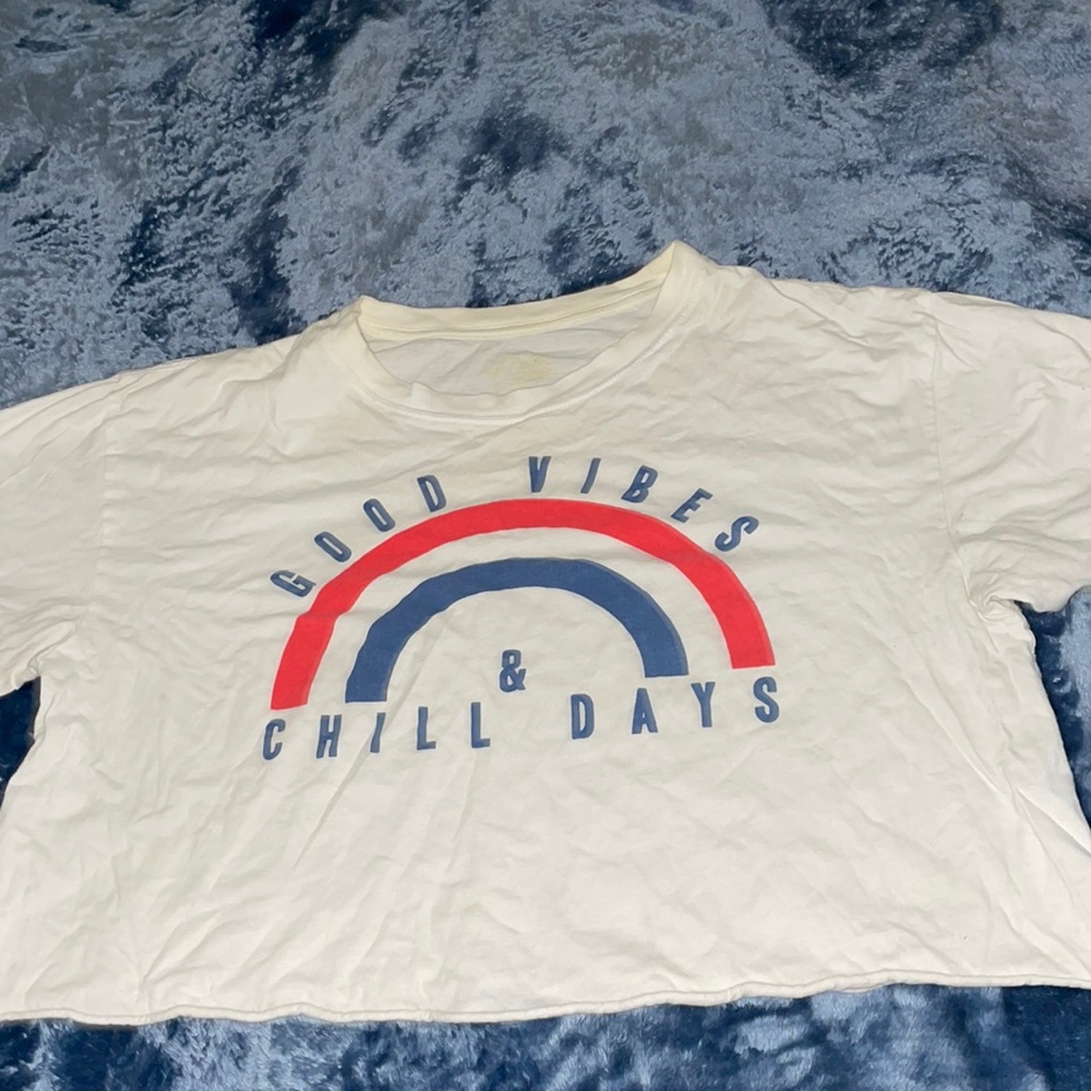 red, white and blue crop top!! Perfect for 4th of July!!! Chill vibes shirt!